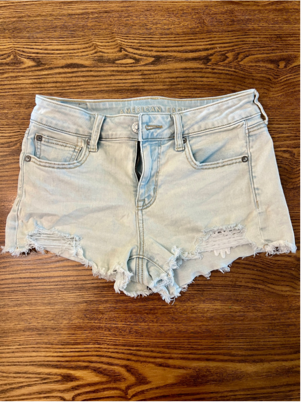 American Eagle Ne(x)t Level Stretch Distressed Shortie Denim Shorts - Size 4